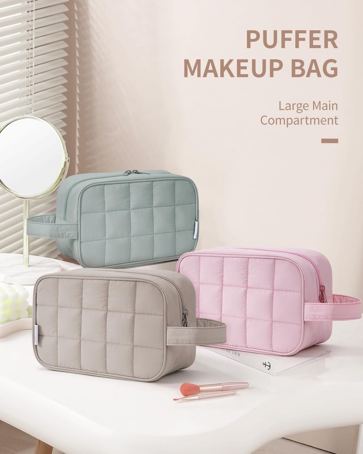 Narwey Quilted Travel Toiletry Bag for Women, Bathroom, Medicine Bag