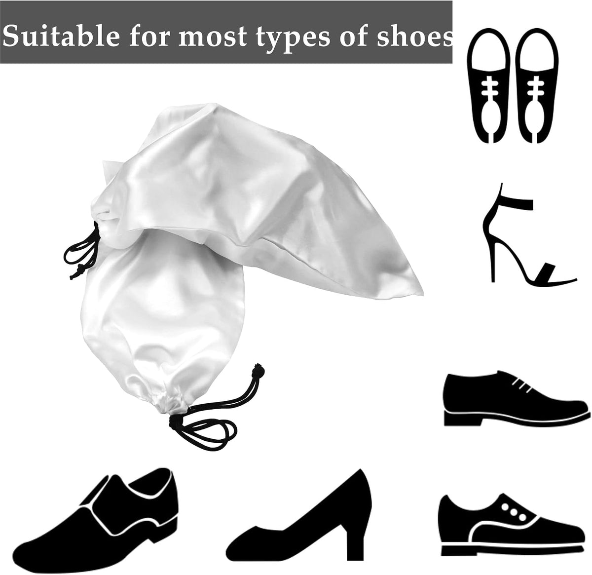 GONGKANGYUAN 10 Pack Shoe Bags for Travel Satin Fabric Shoe Bag with Drawstring for Men Women Travel Protecting Storing Shoes