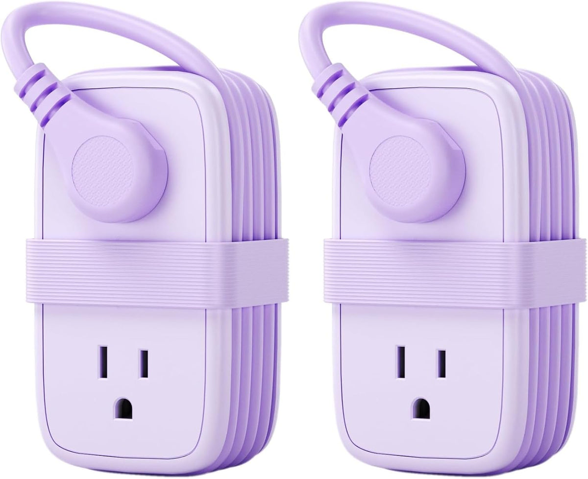 NTONPOWER Purple Travel Power Strip,Travel Essentials 4 Outlets 3 USB(1 C) with 4FT Wrapped Extension Cord Flat Plug, Cruise Essentials 2026 for Hotel Travel Cruise Essentials (Pack of 2)