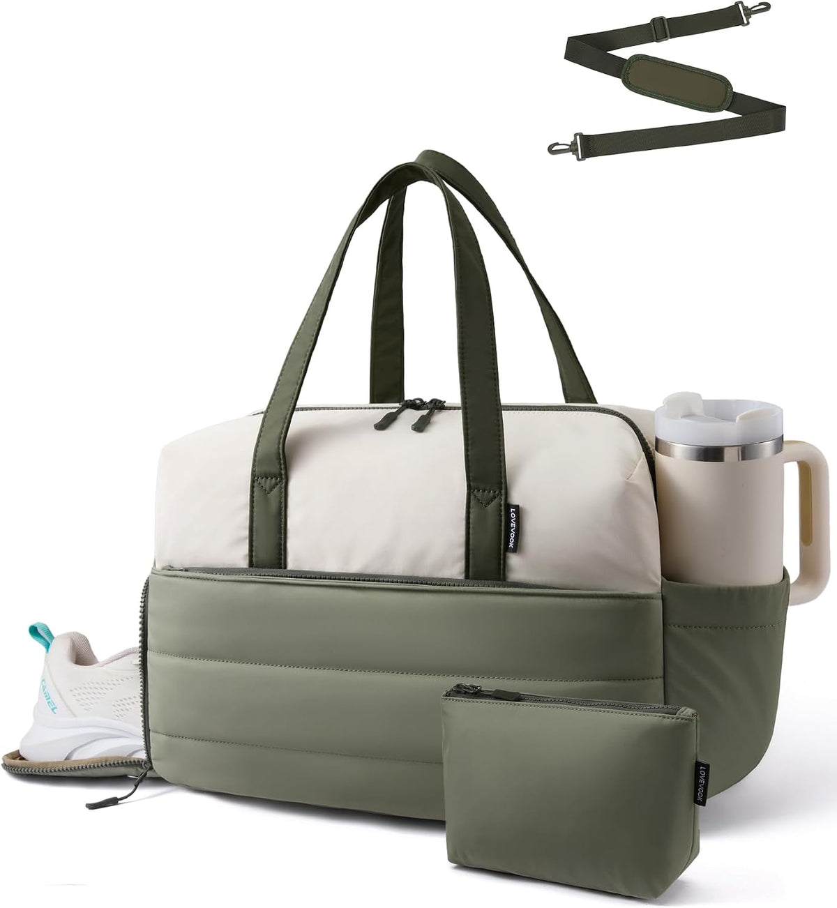 LOVEVOOK Small Gym Bag for Women with Tumbler Holder & Shoe Compartment