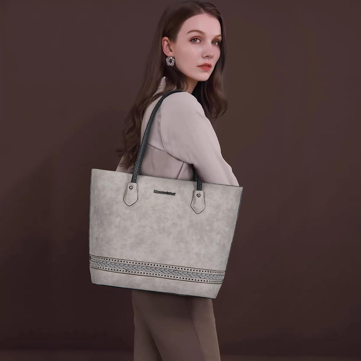 Montana West Woven Tote Bags for Women Purses and Handbags with Back Zipper Pocket