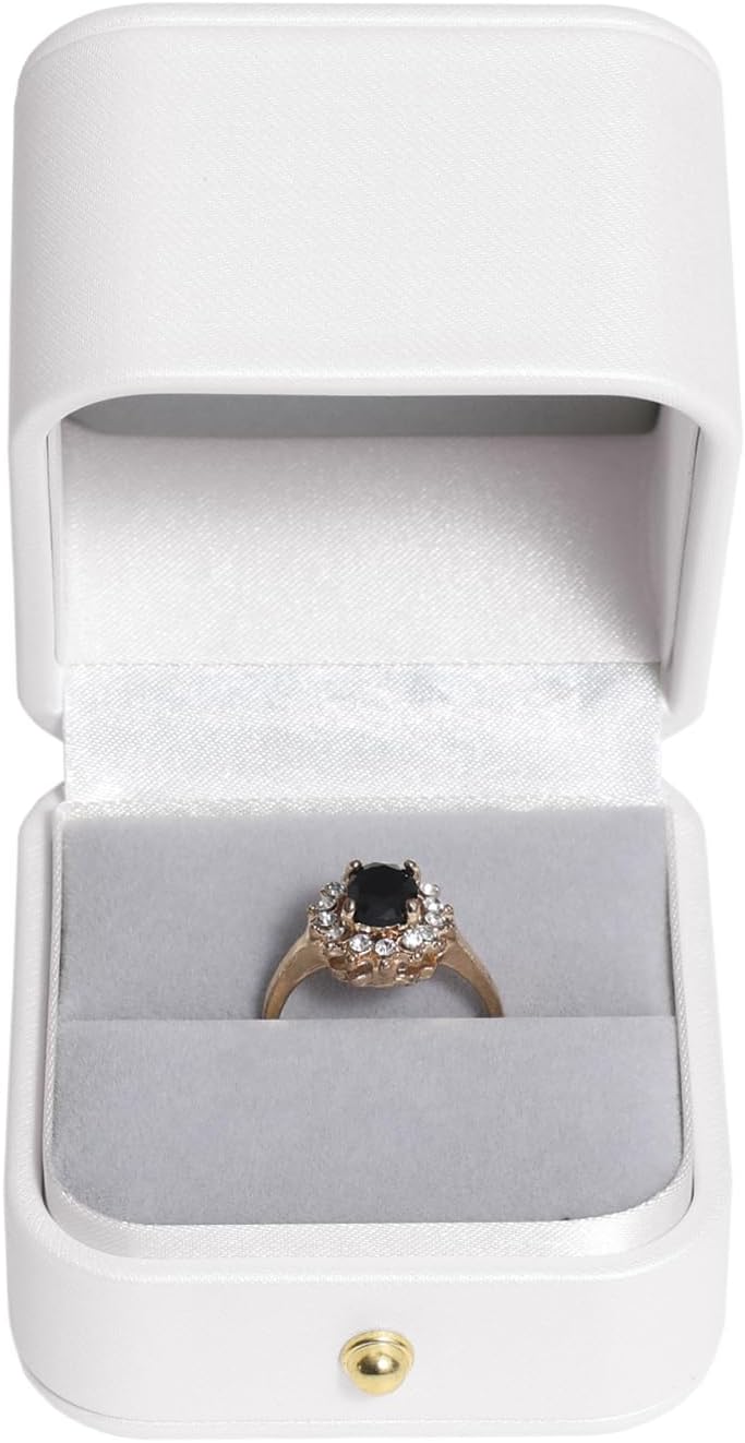 Velvet Ring Gift Box, Small Jewelry Earring Studs Holder Case for Wedding Day, Proposal, Engagement, Anniversary, Ring Display Storage Box for Women Girl (White S)
