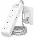 White Braided Power Strip Surge Protector with 12 Outlets