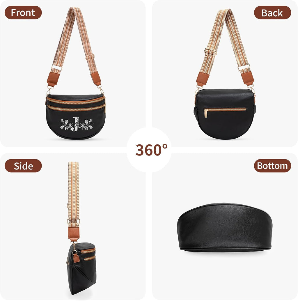 Viverte Personalized Gifts for Women Initial Bum Bags Pu Leather Crossbody Bags Letters Purses for Mom