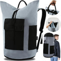 Laundry Bag Backpack 125L Extra Large, Heavy Duty 900D Coated Oxford Fabric, 3 Pockets Durable Travel Laundry Bags with Soft Padded Shoulder Straps for College Dorm, Apartment, Laundromat (Grey)