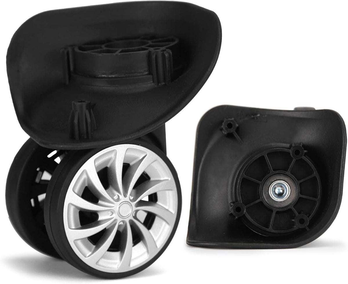 1 Pair Luggage Replacement Wheels, Rubber Suitcase Repair Casters S-Black