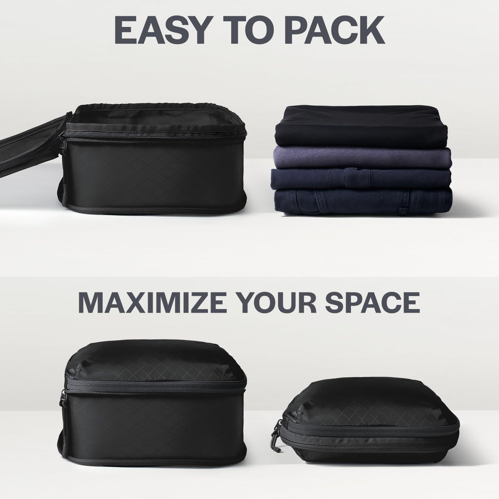 Aerotrunk Ultralight Compression Packing Cubes for Travel, 3-Pack, Black