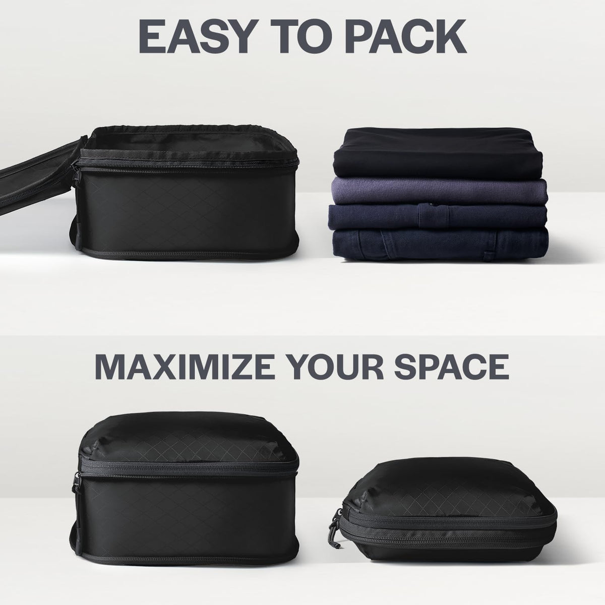 Aerotrunk Ultralight Compression Packing Cubes for Travel, 3-Pack, Black