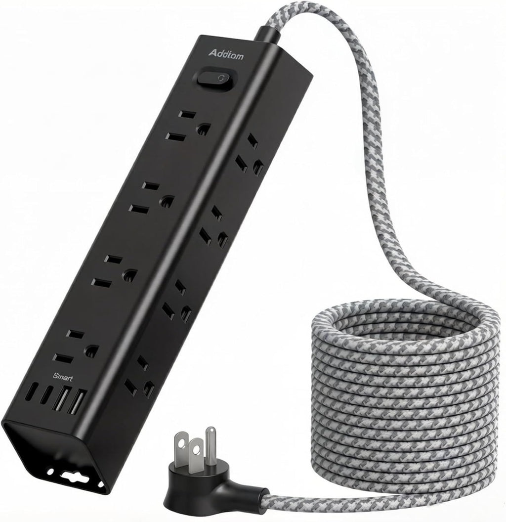 25FT Extra Long Extension Cord, Power Strip with 12 AC Outlet & 4 USB Ports