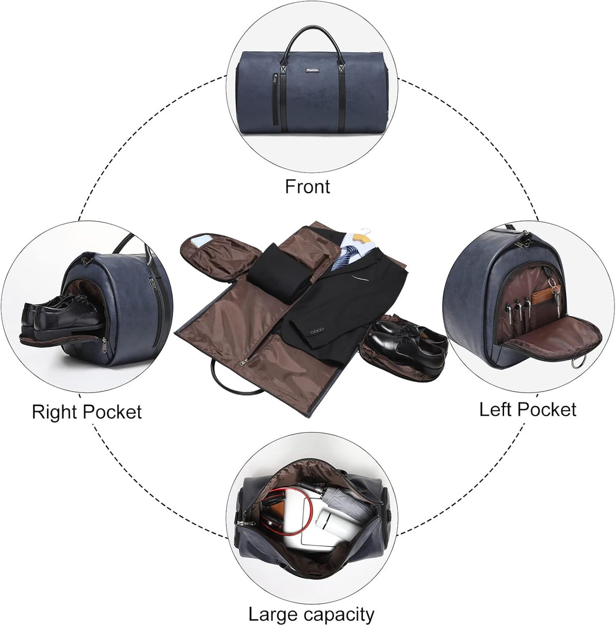 Garment Bags for Travel, 45L Carry-On Convertible Duffle with Strap