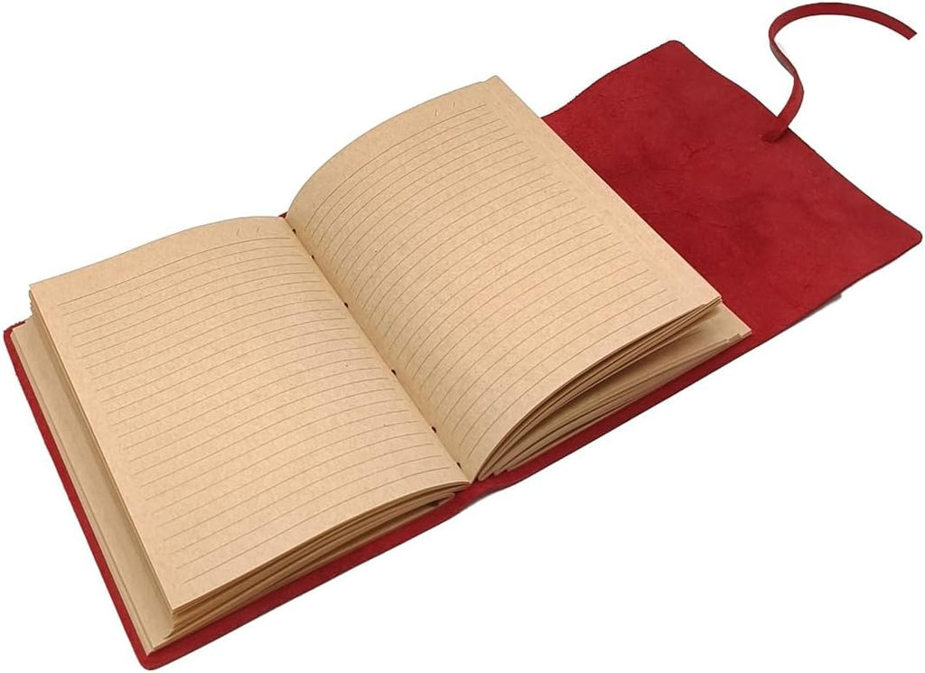 CooLeathor Red Notebook Journal - Nice Genuine Leather Journaling for writers A5 Size Diary 6.2x8.5 Inch,Notepad For Women,Man,Vintage,Gifts,Work,Traveler,Personal,Wine Red