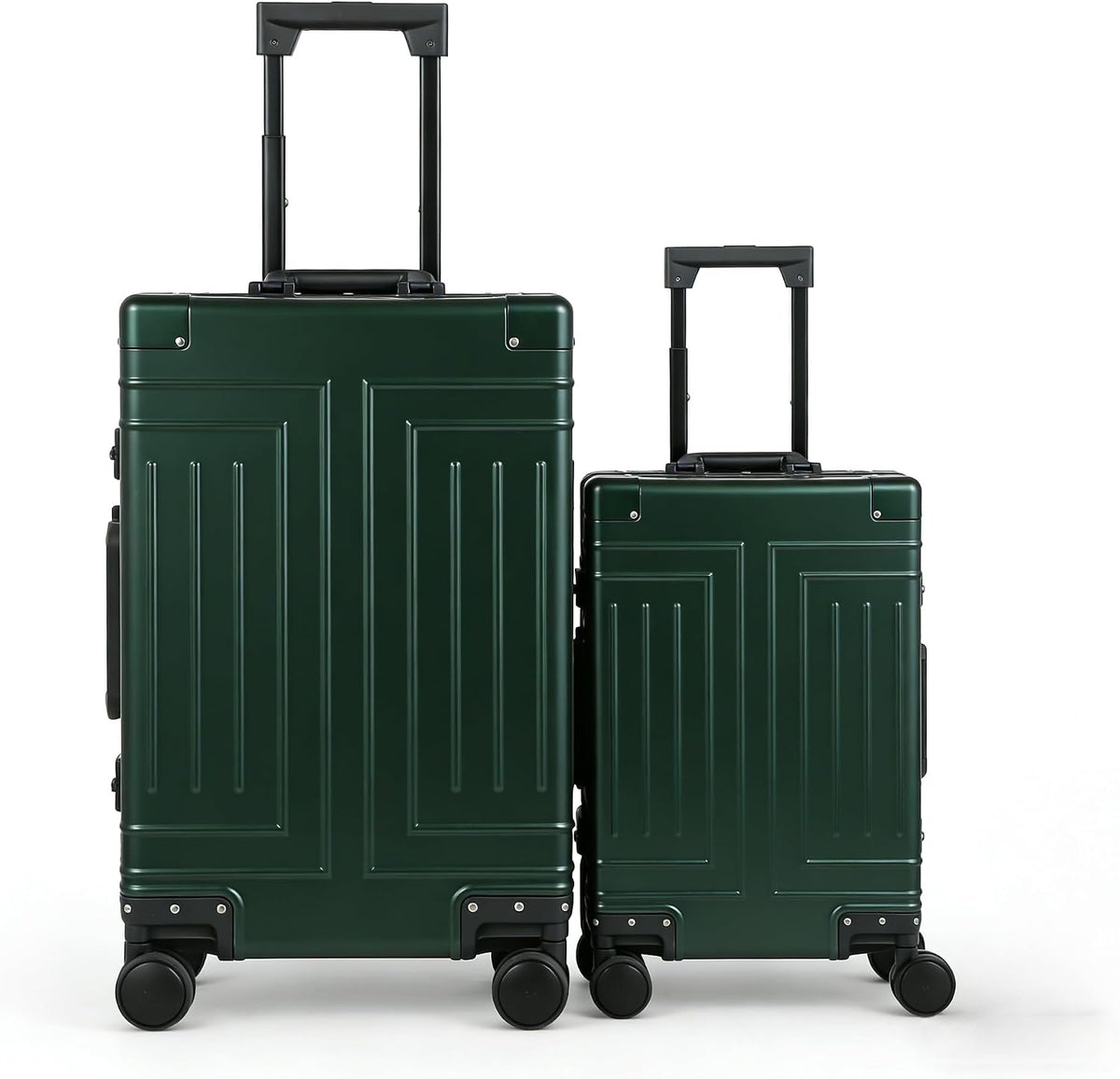 All Aluminum Magnesium Carry On Luggage，Cut from Whole Aluminum Sheet，22x14x9 Airline Approved ，（3rd Generation，Premium Magnesium Metal zipperless suitcase ） (green, 20in+26in)
