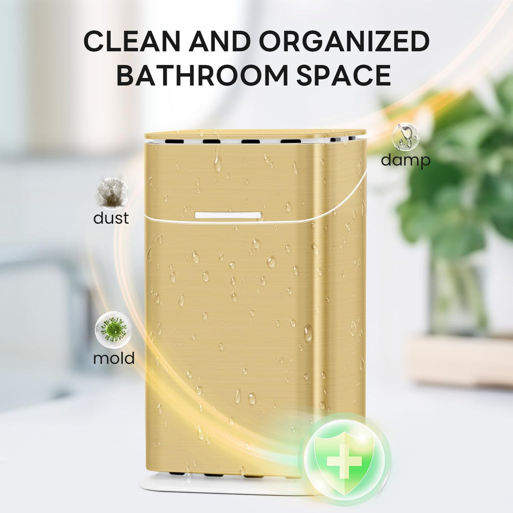 GFWARE Gold Bathroom Toothbrush Holder with Cover, Ventilated & Drainage