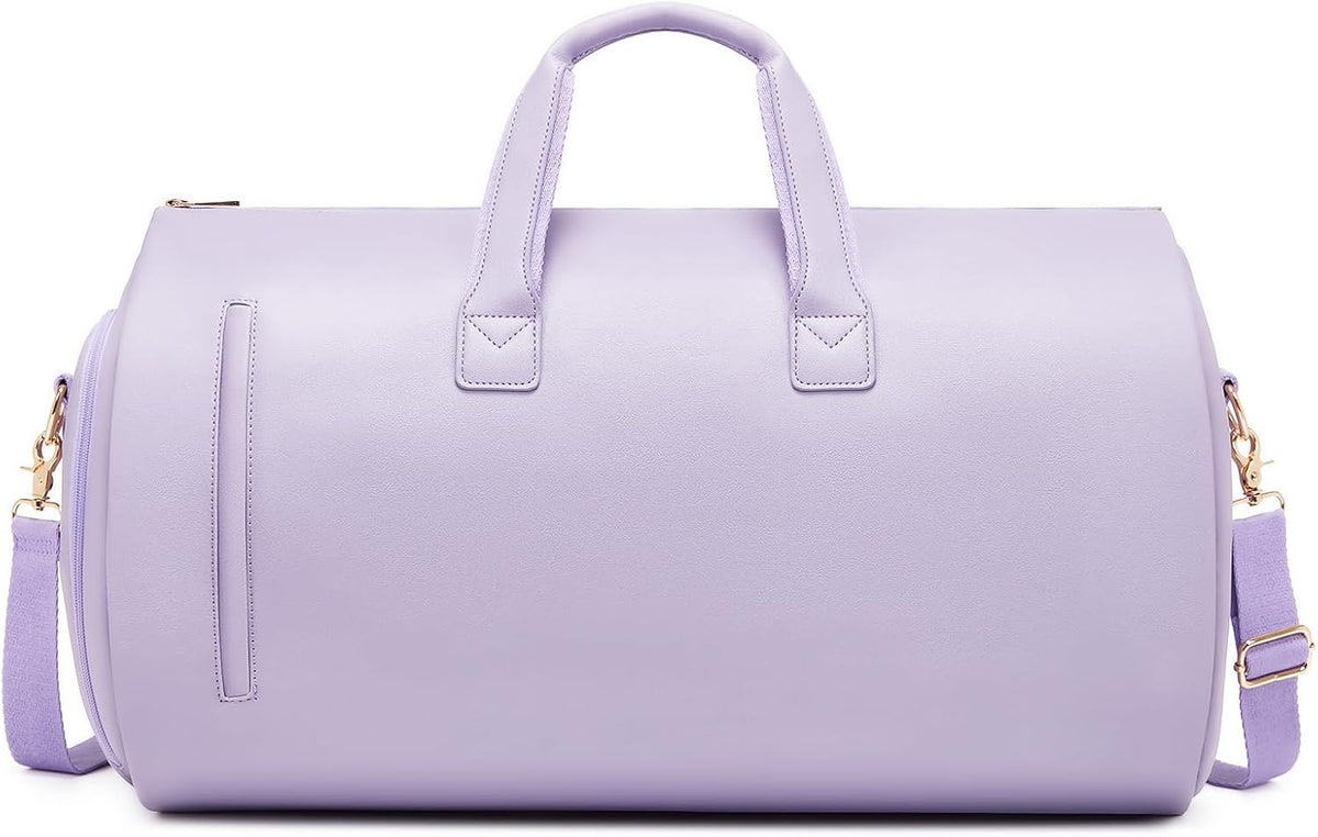 2 in 1 PU Leather Garment Bags for Men Women Suit Travel Bag