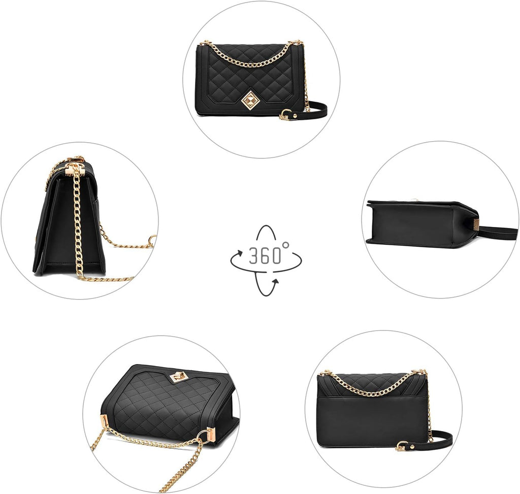Travistar Crossbody Bags for Women Small Handbags PU Leather Shoulder Bag Purse Evening Bag Quilted Satchels with Chain Strap
