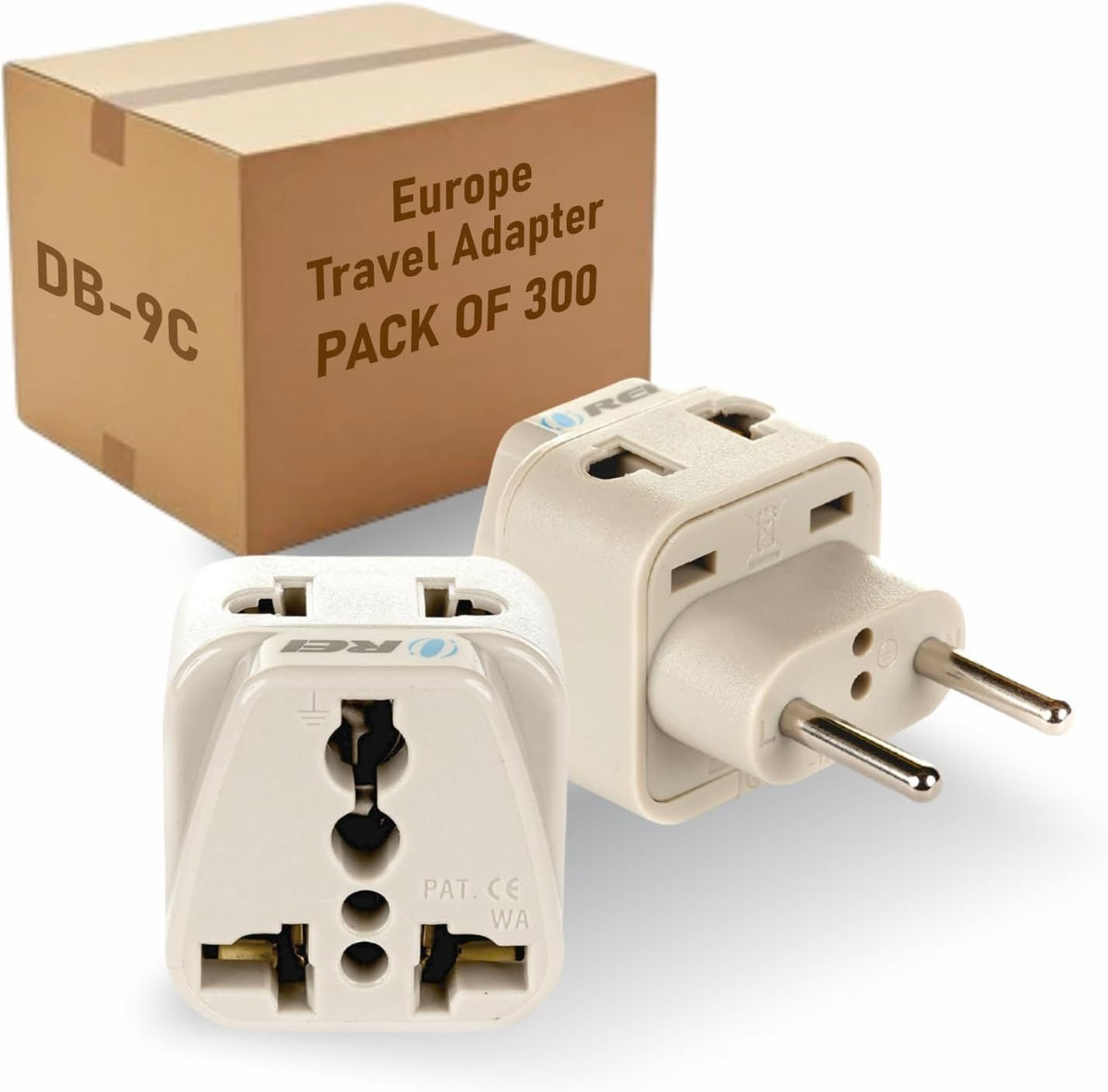 OREI USA to Europe Type C Travel Adapter Plug, 2-in-1, CE, RoHS, 300 Pack