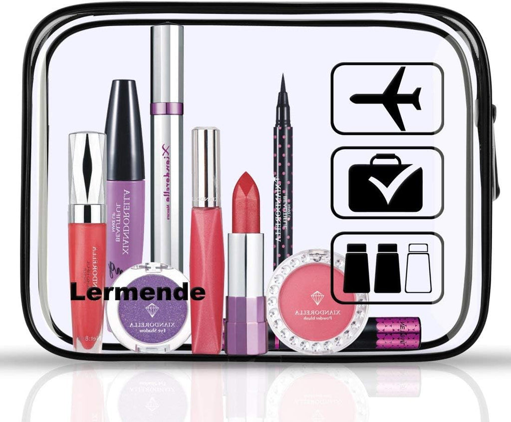 Lermende Clear Toiletry Bag TSA Approved Quart Size Travel Carry On - 5Pcs