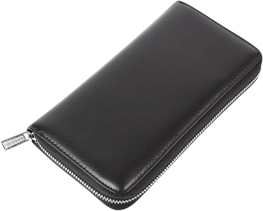 Women 36 Slots RFID Blocking Card Holder Large Long Leather Zipper Organizer Accordion Wallet,Black