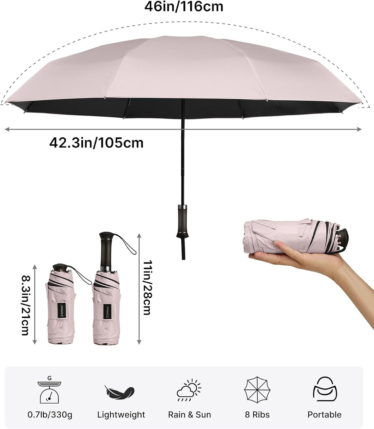 G4Free 46 Inch UPF 50+ Sun Umbrella with Extendable Built-in Handle