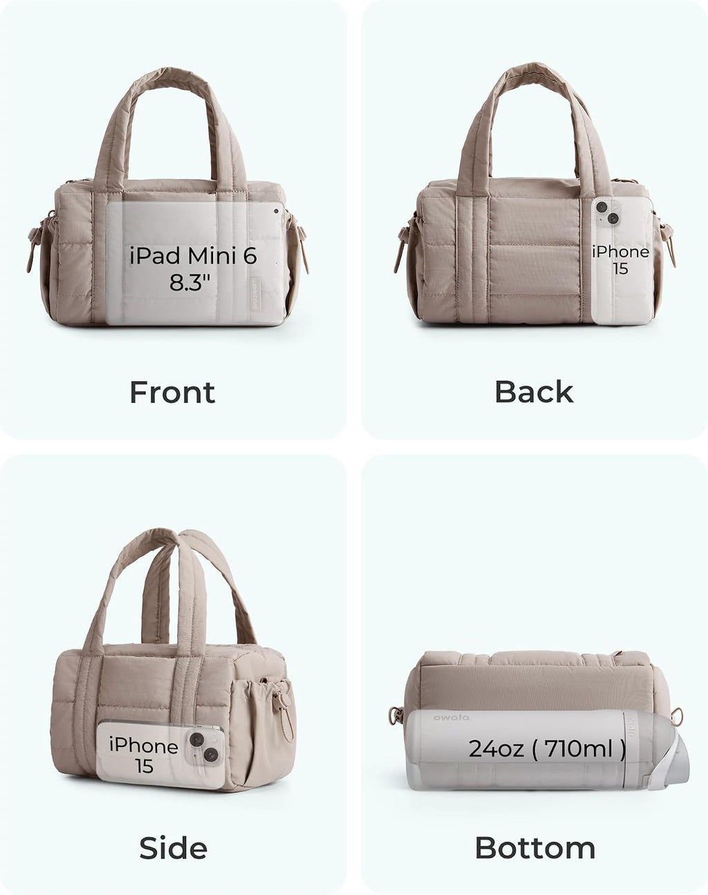 BAGSMART Reiki Gym Bag for Women Puffy Yoga Mat Travel Weekender Duffle Bag