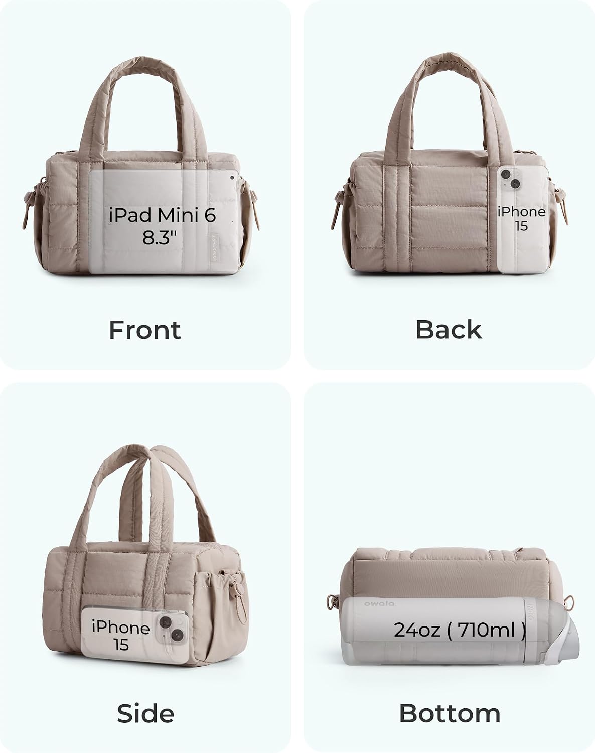 BAGSMART Reiki Gym Bag for Women Puffy Yoga Mat Travel Weekender Duffle Bag
