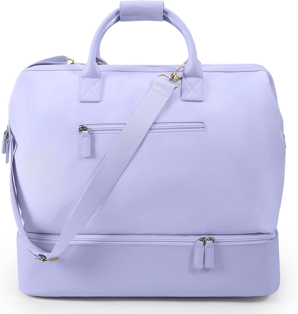 Nobl Travel Weekender Bag for Women & Men, Large Carry-On Duffel, Lavender