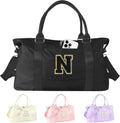 Dance Gym Duffel Bag for Teen Girls,Personalized Initial Travel Weekender Bag,Overnight Carry On Duffle for Women,Sports Travel Cheer Bag,Monogram Graduation Birthday Gifts for Tween Preppy(black-N)