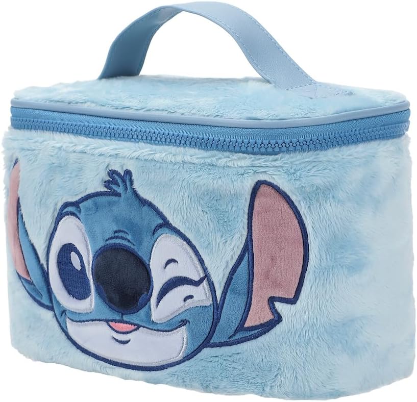 Bioworld Disney Stitch Embroidered Face Blue 6" Beauty Case