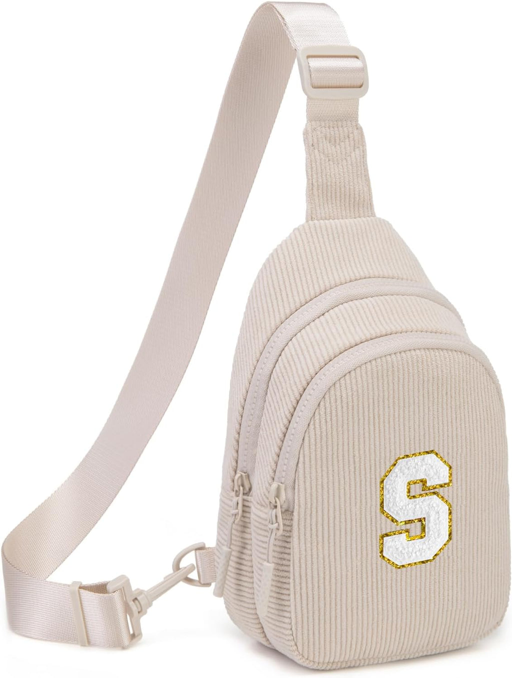Viverte Small Corduroy Sling Bag Initial Crossbody Bag Fanny Pack for Girls Personalized Birthday Gifts for Teen Girls Gifts