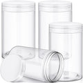 Patelai 4 Pcs Plastic Jars with Lids, Clear, 12 oz, Wide Mouth