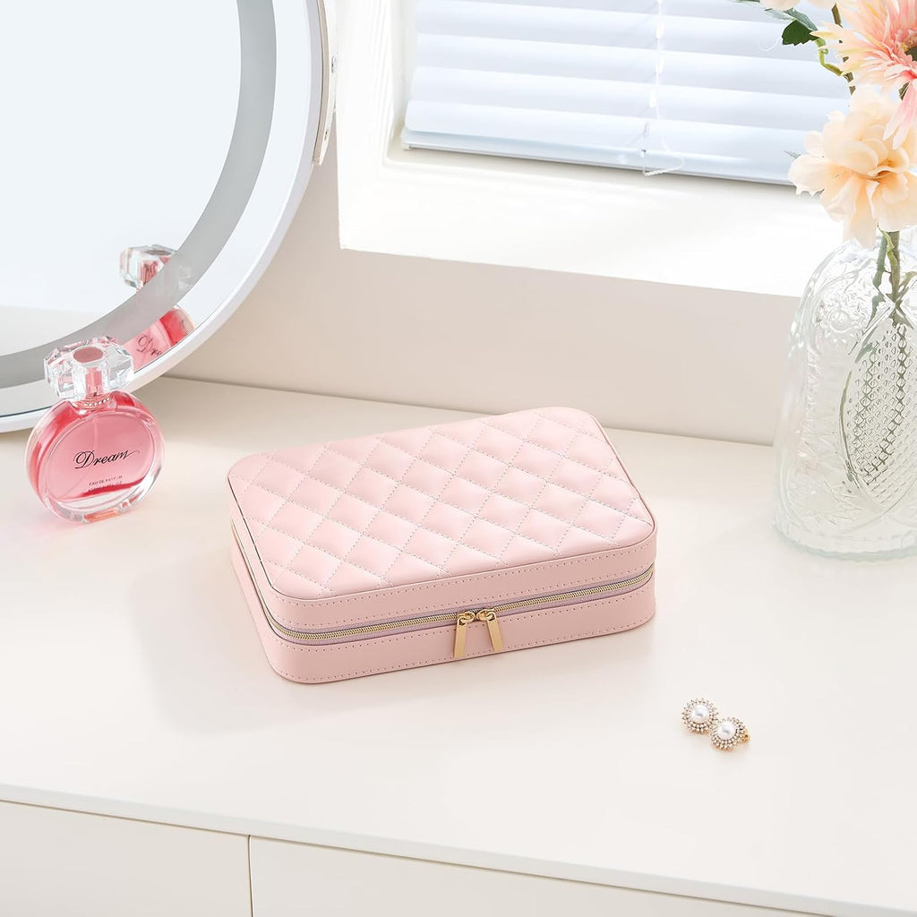 Lolalet Travel Jewelry Case for Women Girls -Medium, Pink