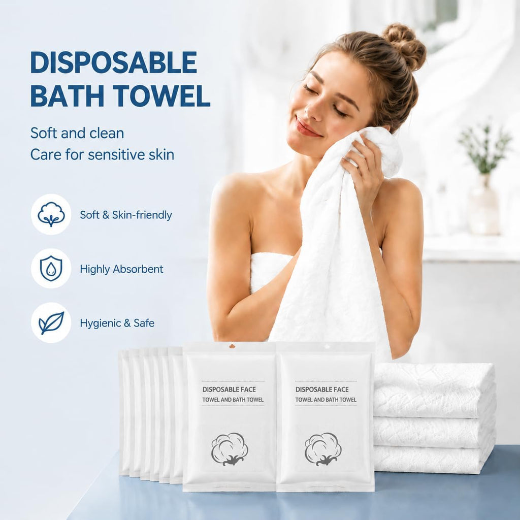 Disposable Bath Towels, 6 Pcs Large Travel Bath Towel 55 * 28 Inches, Travel Essentials Compressed Towel - Portable Disposable Washcloths for Beach Shower Hiking Swim Hotel Camping