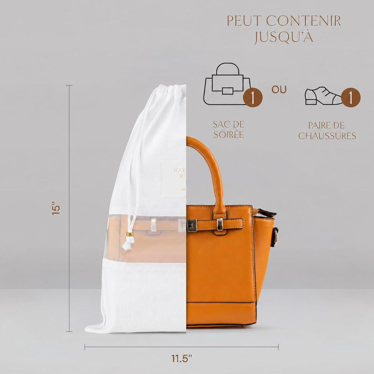 Hayden Hill Luxury Organic Cotton Dust Bags for Handbags Small 3 Pack