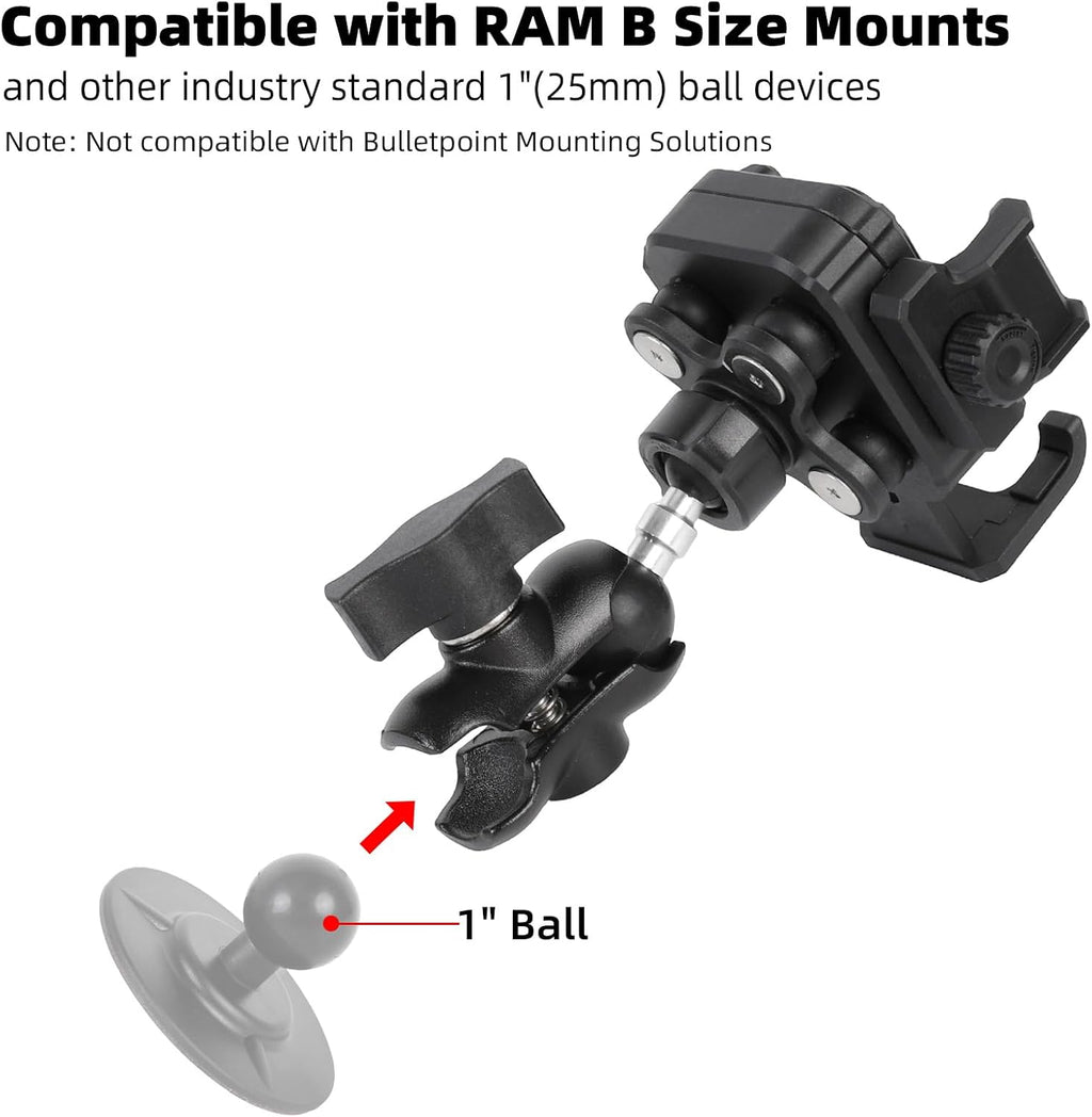 1" Ball Phone Mount Holder with Vibration Dampener ＆ 2.36" Short Double Socket Arm, Compatible with RAM B Size Mounts, Fits 5-7.2'' Phones, for Motorcycle Bike Boat ATV UTV Car Truck