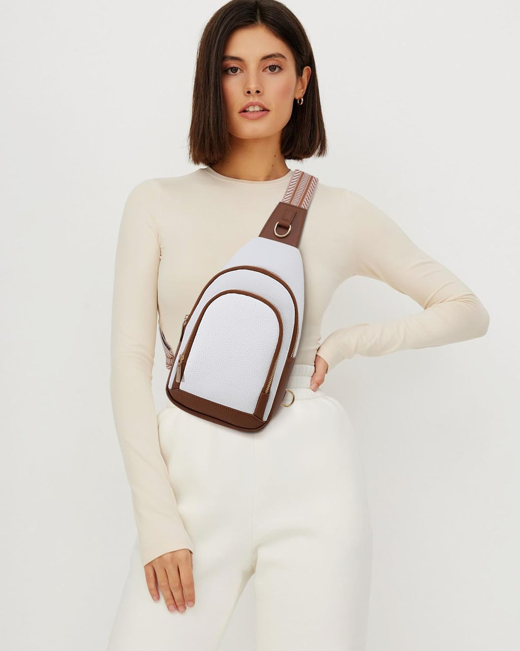 Personalized Crossbody Bag for Women Leather Sling Bags with Initial Letter Pack Chest Bag for Travel, Gift for Wife Mom