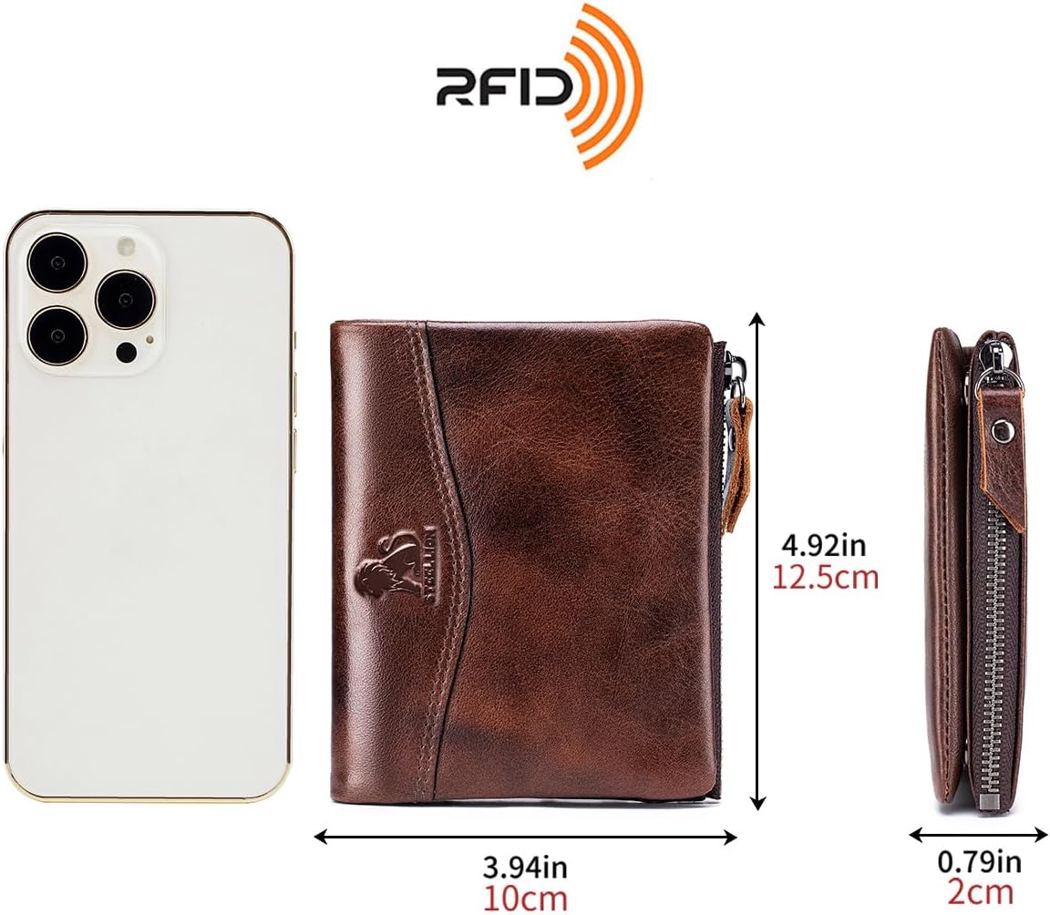 Wallet for Women, RFID Blocking Leather Zip Wallet, 10 Card Slots