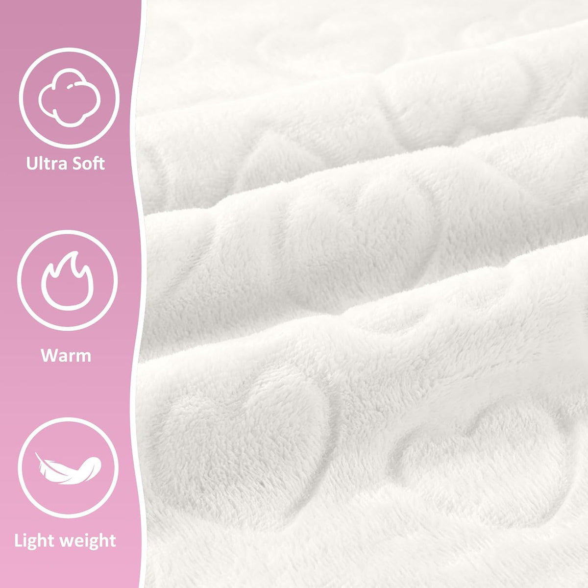 Travel Blanket, Airplane Blanket, Ultra-Soft, Warm & Lightweight, 65x40 in, Outdoor Blanket Essentials for Women, Men & Kids, Included Eye Mask, Luggage Sleeve & Backpack Clip Heart Cream