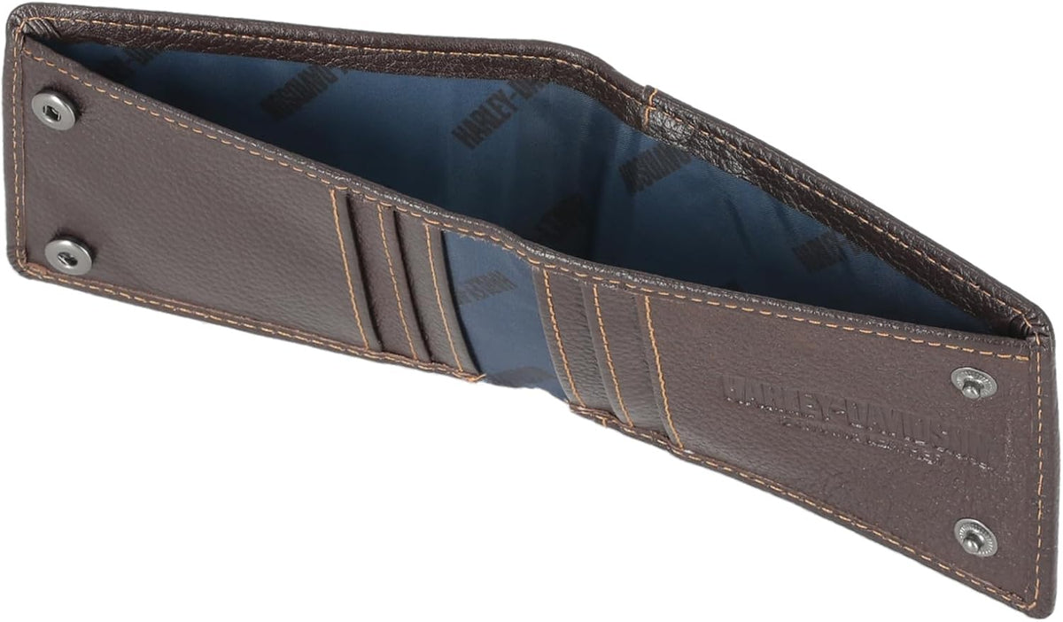Harley-Davidson Men's Genuine Leather Rfid Blocking Billfold Slim Front Pocket Wallet