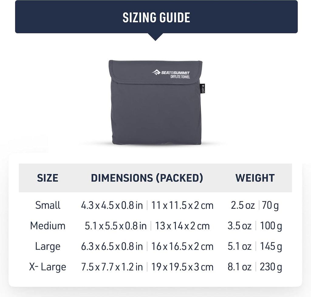 Sea to Summit Drylite Towel, Lightweight Camping and Travel Towel