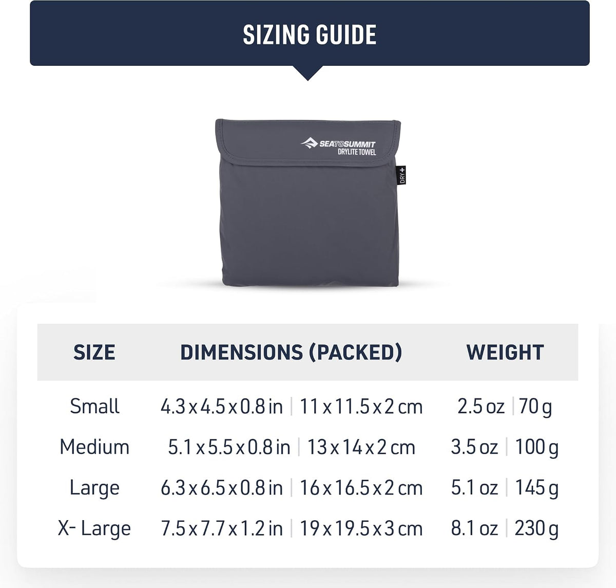 Sea to Summit Drylite Towel, Lightweight Camping and Travel Towel