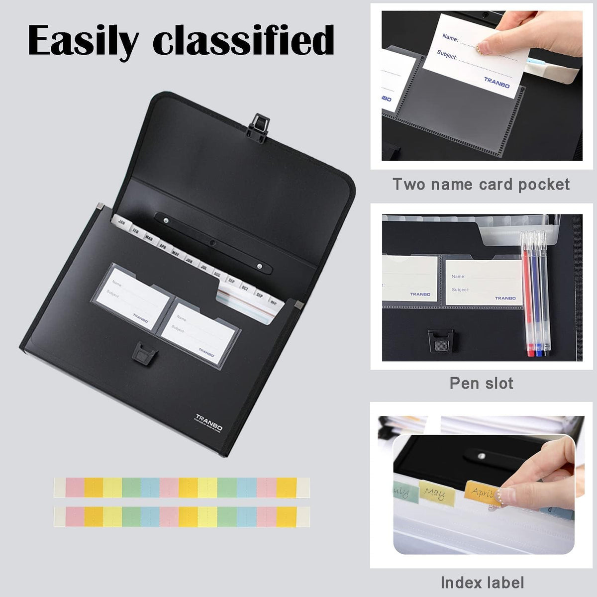 2 Pack 25 Pockets Letter Size/A4 Accordion File Organizer with Handle, TRANBO Expanding File Folder, Expandable Document Paper Organizer for Travel School Office