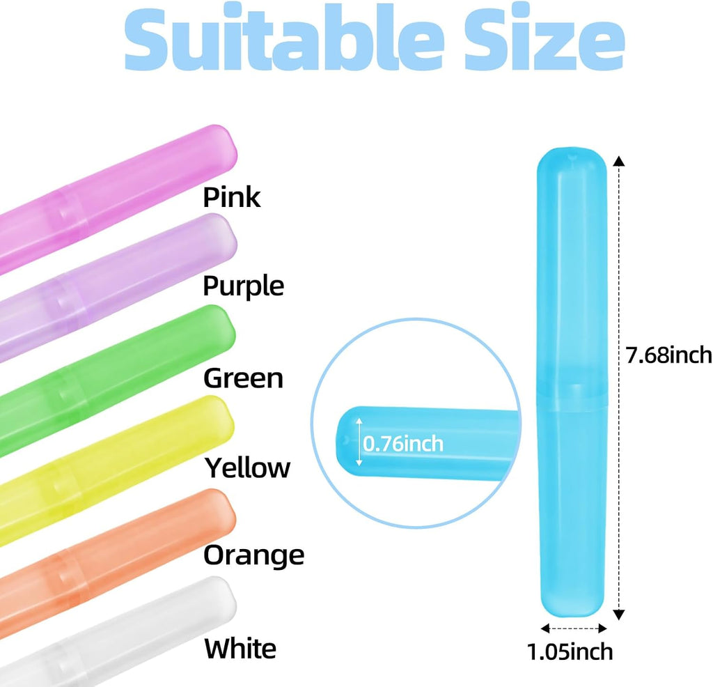 21 Pcs Travel Toothbrush Holders,Plastic Toothbrush Case,7 Colors