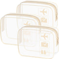 sogiv 3Pcs TSA Approved Toiletry Bag, Clear Travel Toiletry Bag, Clear Makeup Bag, Waterproof Travel Makeup Cosmetic Bag, Carry On Airport Airline Quart Size Travel Bag for Women Men (Beige)