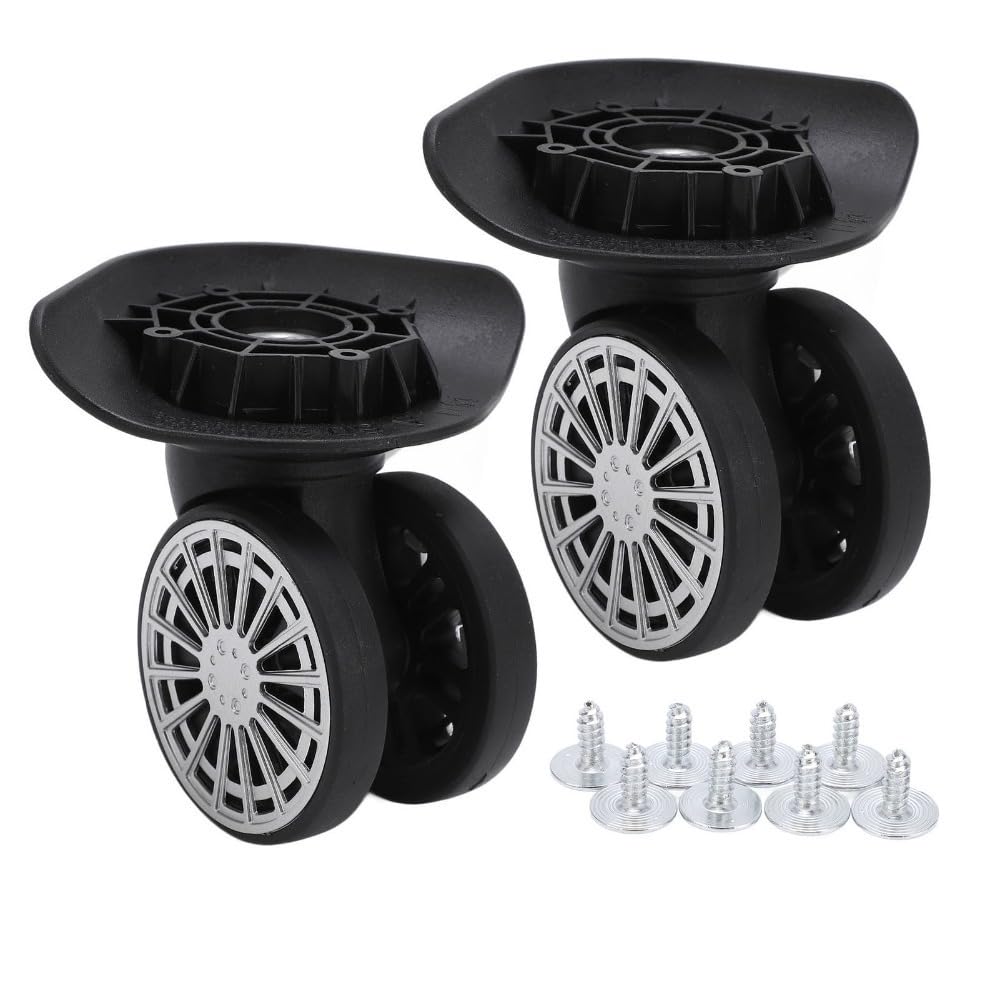 1 Pair Suitcase Luggage Wheel Replacement, 4-Hole Mounting 360° Rotating Swivel Casters Replacement for Suitcases Trolleys Repair Kit