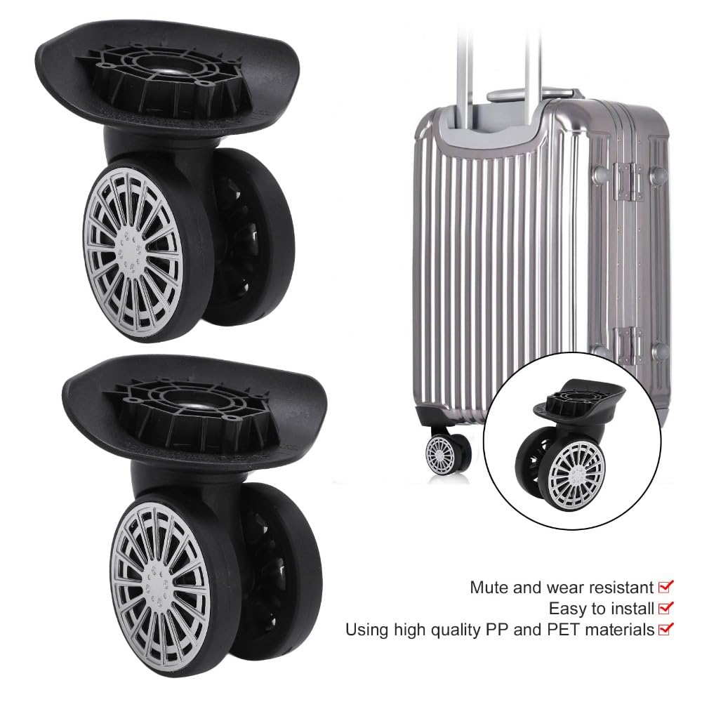 1 Pair Suitcase Luggage Wheel Replacement, 4-Hole Mounting 360° Rotating Swivel Casters Replacement for Suitcases Trolleys Repair Kit