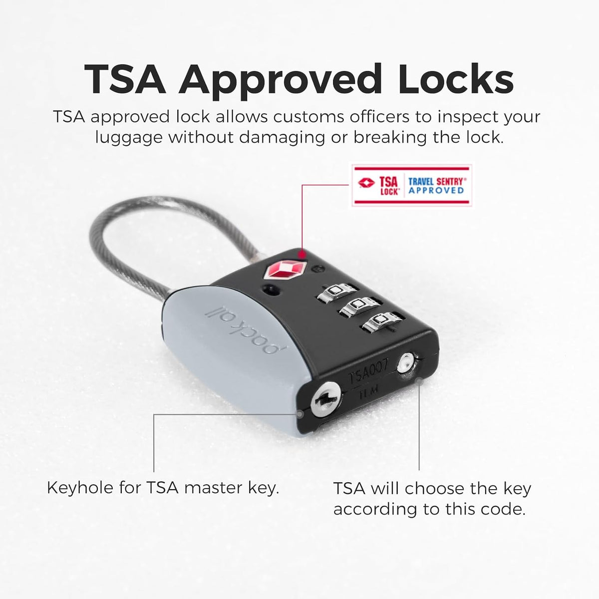 pack all TSA Approved Travel Luggage Locks, Resettable 3-Digit Code