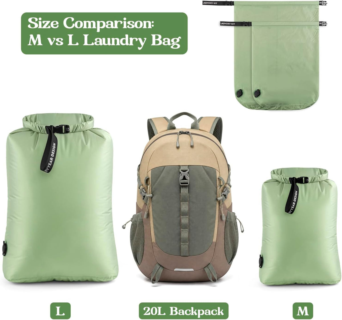 Travel Laundry Bag, Waterproof Compression Bags for Dirty Clothes