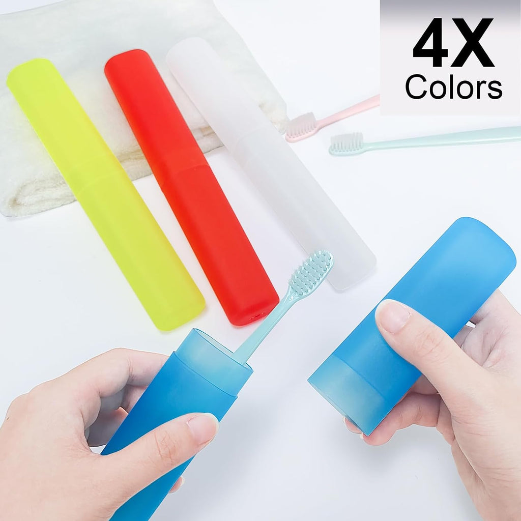 Mulbozy 4 Pack Portable Travel Toothbrush Case, Transparent Breathable Plastic Toothbrush Holder for Home, Travel, Business, Camping, School