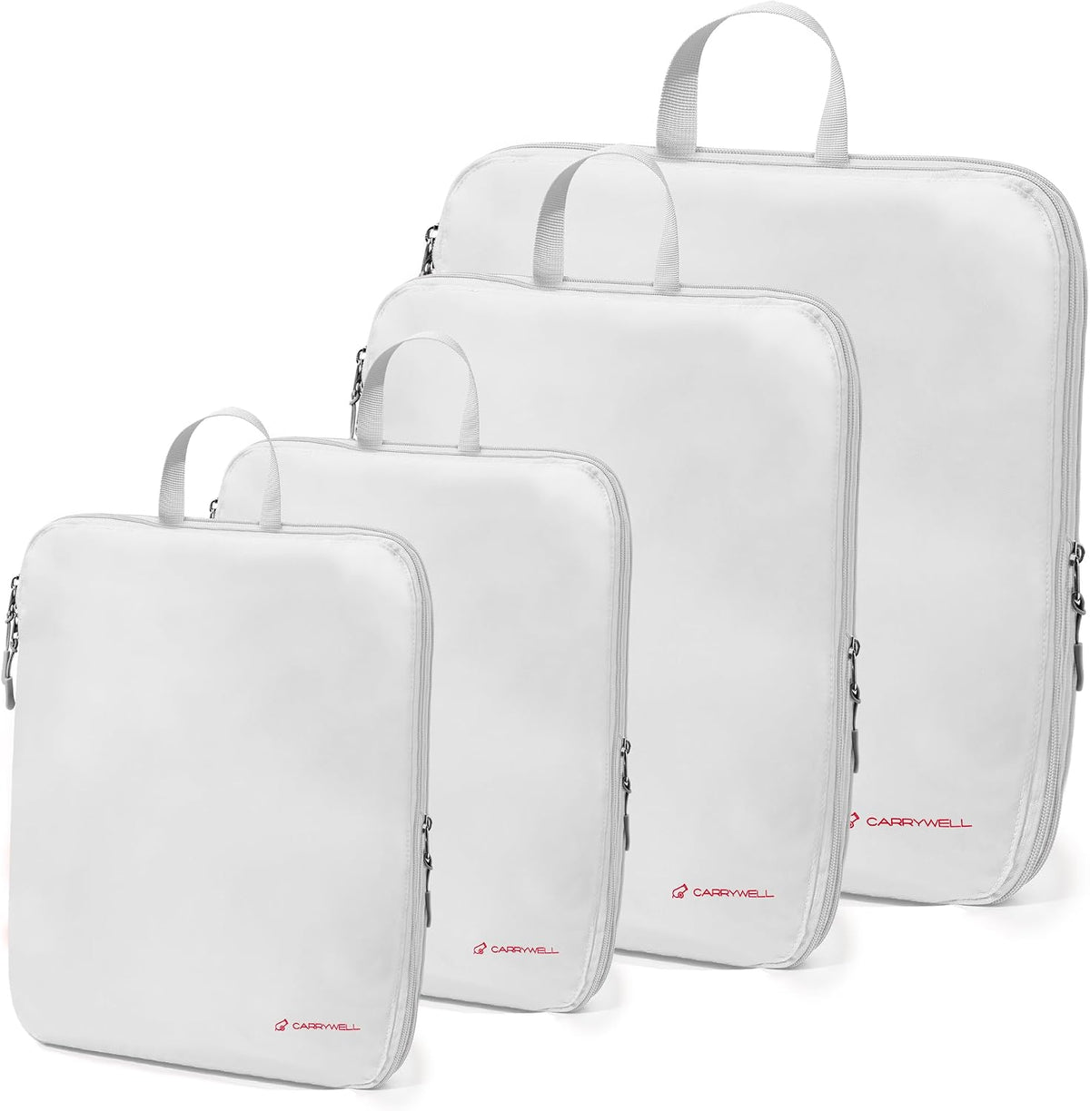 (Not Made In China) Packing Cubes For Travel Compression, Expandable Luggage Organizers for Suitcases, Space Saving Bags for Carry On, Large Travel Organizers, 4 Piece Set