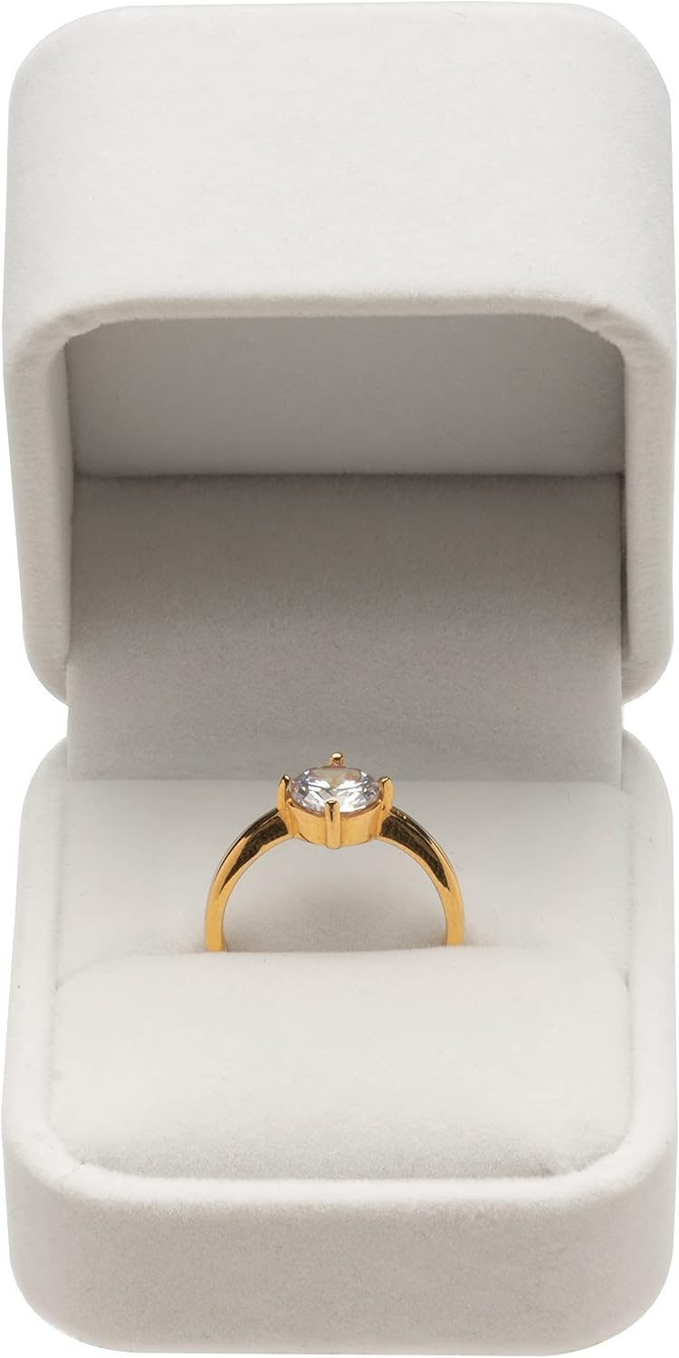 Velvet Single Ring Box Case Holder for Engagement Proposal Birthday Wedding,Jewelry Ring Gift Box Jewelry Packaging Box (White)